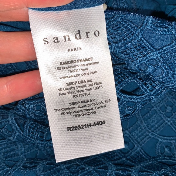 SANDRO Bartsie paneled scallop macramé lace dress - Picture 15 of 16